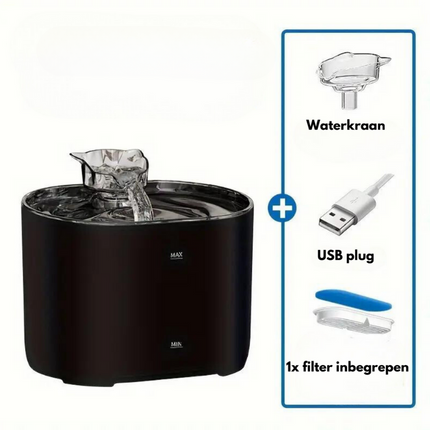 FreshFlow Drinkfontein voor Katten | Waterfontein met Geavanceerde Filtratie | Stil | Stimuleert Gezonde Hydratatie | USB-Voeding | Modern Ontwerp | 2L Inhoud