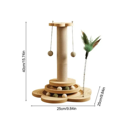Simba Toren Katten Speeltoren | Sisal Krabpaal | Duurzame Houten Constructie | Speelgoed Inclusief | Beschermt Meubels | Interactief Speelplezier