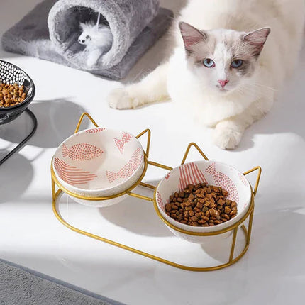 MeowEase verhoogd katten voerstation | Ergonomische dubbele kommen | Nek- en gewricht ontlastend | Antislip & hygiënisch design | Voor comfortabel voeren en minder knoeien