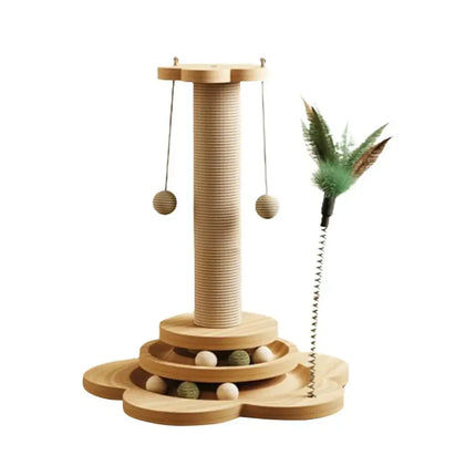 Simba Toren Katten Speeltoren | Sisal Krabpaal | Duurzame Houten Constructie | Speelgoed Inclusief | Beschermt Meubels | Interactief Speelplezier