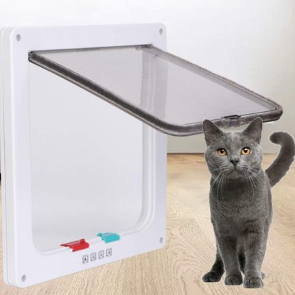 PawsWay Vrijheid Kattenluik met 4 Vergrendelmodi | Veilig en Duurzaam Kattenluik voor Binnen- en Buitendeuren | Eenvoudig te Installeren | Houd Ongewenste Dieren Buiten