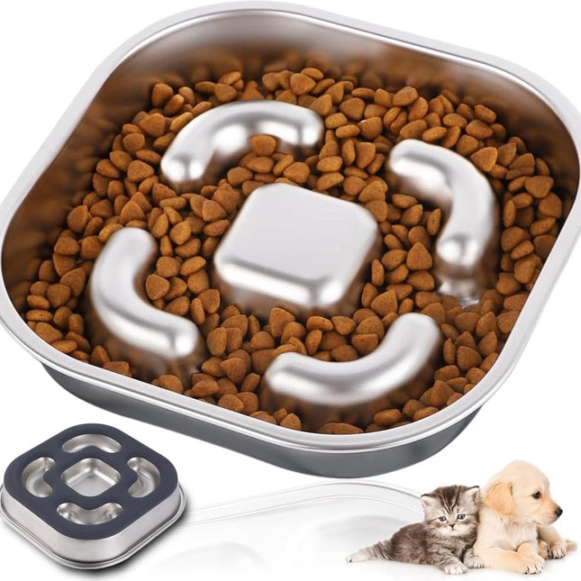 PawsEase Langzaam Eten Hondenbak | Anti-schrok voerbak voor honden | Roestvrij staal | BPA-vrij | Geschikt voor een gezonde spijsvertering | Vaatwasserbestendig | Voedselveilig materiaal