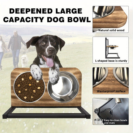 PetFeeder Pro verstelbare voerbak | Ergonomische eetstandaard voor honden | Roestvrijstaal | Vaatwasserbestendig | Voorkomt spijsverteringsproblemen en verbetert houding