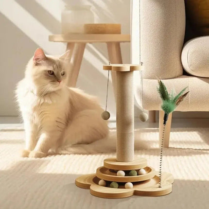 Simba Toren Katten Speeltoren | Sisal Krabpaal | Duurzame Houten Constructie | Speelgoed Inclusief | Beschermt Meubels | Interactief Speelplezier