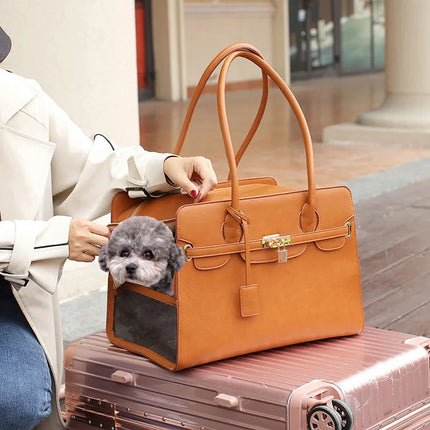 PawPorter huisdier draagtas deluxe | Comfortabele en ruime reistas voor hond en kat | Ventilerend PU-leer | Geschikt voor reizen en dagelijks gebruik