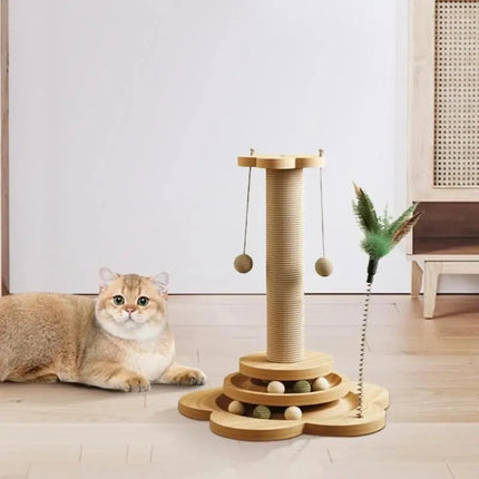 Simba Toren Katten Speeltoren | Sisal Krabpaal | Duurzame Houten Constructie | Speelgoed Inclusief | Beschermt Meubels | Interactief Speelplezier