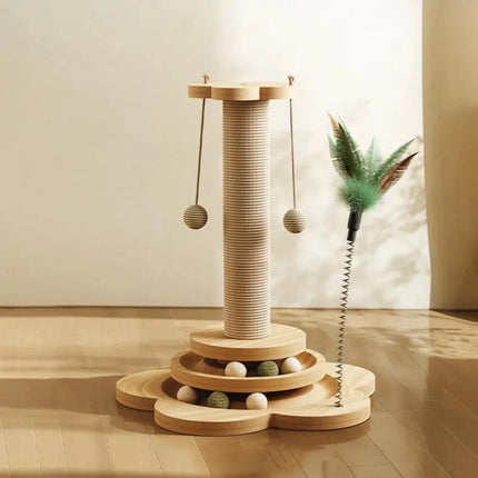 Simba Toren Katten Speeltoren | Sisal Krabpaal | Duurzame Houten Constructie | Speelgoed Inclusief | Beschermt Meubels | Interactief Speelplezier
