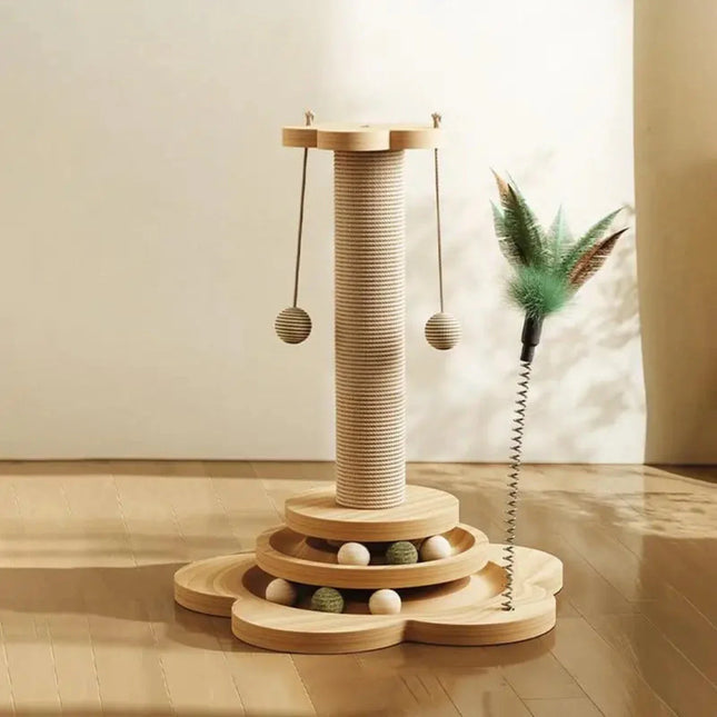 Simba Toren Katten Speeltoren | Sisal Krabpaal | Duurzame Houten Constructie | Speelgoed Inclusief | Beschermt Meubels | Interactief Speelplezier