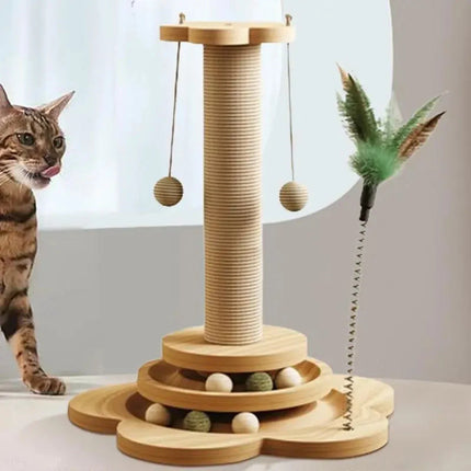 Simba Toren Katten Speeltoren | Sisal Krabpaal | Duurzame Houten Constructie | Speelgoed Inclusief | Beschermt Meubels | Interactief Speelplezier
