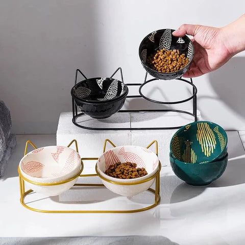 MeowEase verhoogd katten voerstation | Ergonomische dubbele kommen | Nek- en gewricht ontlastend | Antislip & hygiënisch design | Voor comfortabel voeren en minder knoeien