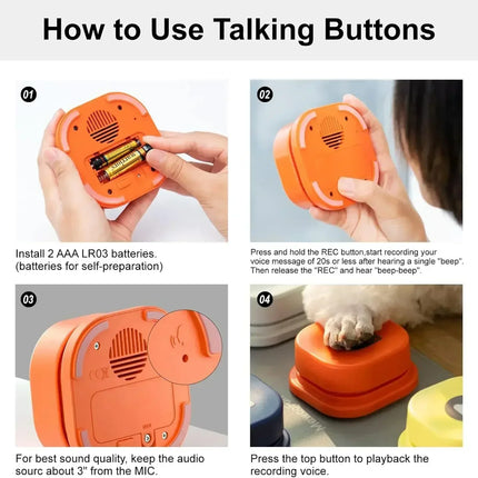 BarkSpeak knoppenset voor honden | Interactieve communicatieknoppen | Hond leren praten | Stimuleert cognitieve ontwikkeling | Eenvoudige bediening