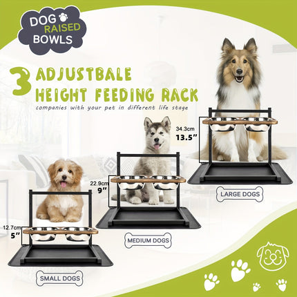 PetFeeder Pro verstelbare voerbak | Ergonomische eetstandaard voor honden | Roestvrijstaal | Vaatwasserbestendig | Voorkomt spijsverteringsproblemen en verbetert houding