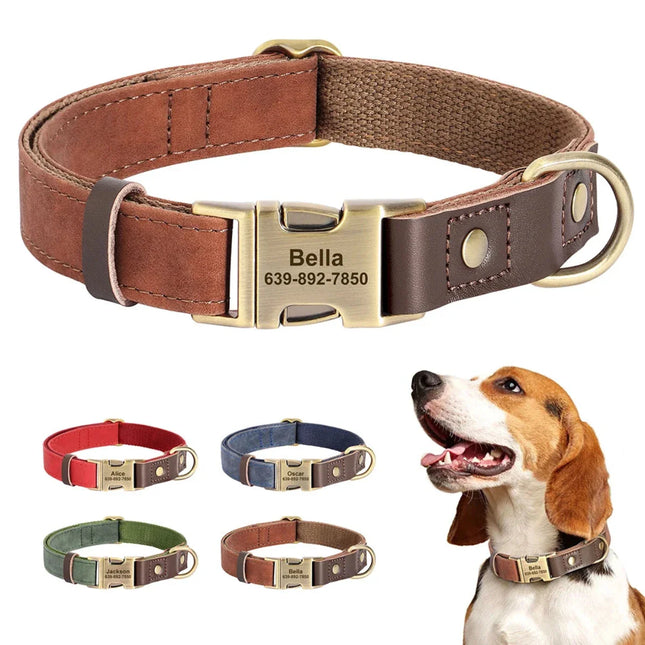 Mila Hond Accessoire | Aanpasbare Naam Gravure | Zachte Voering | Diverse Kleuren | PU-leer | Veilig en Stijlvol | Geschikt voor Kleine en Grote Honden