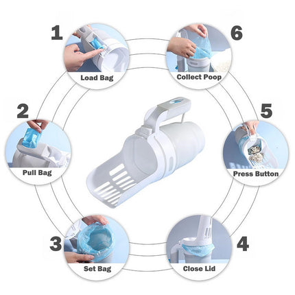 LitterMate kattenbak schep met ergonomisch handvat | Compact opvouwbaar ontwerp | Eenvoudig schoonmaken en minder rommel | Efficiënte afvalverwerking voor kattenbak