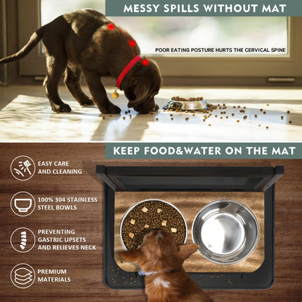 PetFeeder Pro verstelbare voerbak | Ergonomische eetstandaard voor honden | Roestvrijstaal | Vaatwasserbestendig | Voorkomt spijsverteringsproblemen en verbetert houding