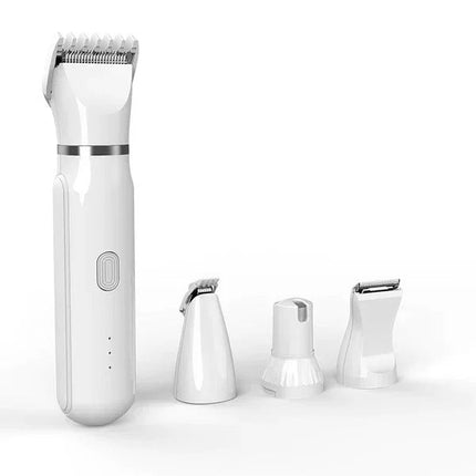 PurrfectTrim huisdier trimset | 4-in-1 stille verzorgingsset | Vachttrimmer en nagelvijl voor hond en kat | Drie verwisselbare trimkoppen | Veilig en geschikt voor alle vachtsoorten