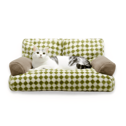Pawmora | Luksusowy leżak dla kota | Pluszowa sofa | Zmywalny pokrowiec | Miękkie miejsce do odpoczynku dla zwierząt | Stylowy design