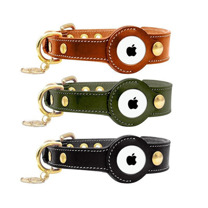 1+1 Gratis Premium AirTag Lederhalsband voor Honden - Waterdicht, Verstelbaar en Veilig