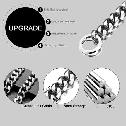 Obroża dla psa ze stali nierdzewnej | Wzór kubański | Wysoka jakość | Szybkie zapięcie | Idealna na spacery i trening | Wygodna | Luksusowa i wytrzymała | Odpowiednia dla wszystkich psów