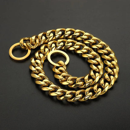 Obroża dla psa ze stali nierdzewnej | Wzór kubański | Wysoka jakość | Szybkie zapięcie | Idealna na spacery i trening | Wygodna | Luksusowa i wytrzymała | Odpowiednia dla wszystkich psów