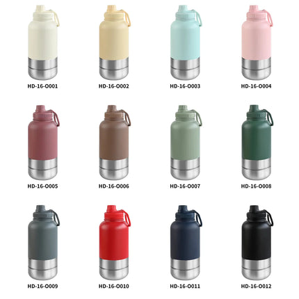 RVS Hondenwaterfles 1000ml met Afneembare Voer- en Waterkom - Dubbelwandig en BPA-vrij