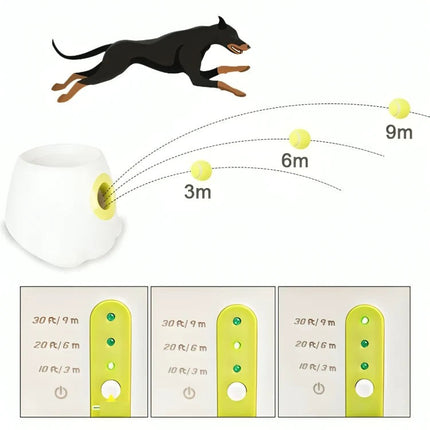 AutoFetch | Slimme Automatische Balwerper Met Infraroodsensor Voor Actieve Honden En Katten | Drie Afstandsniveaus | Inclusief 3 Tennisballen