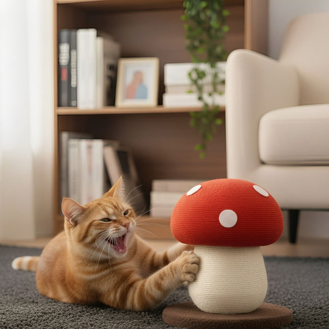 Shroomi Cat Scratching Post | Sisal Mushroom Design | Scratching Instinct | Decorative Pet Toys