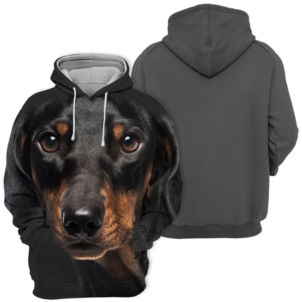 Zwarte Hoodie met Teckel Print | Unisex | Comfortabele Mix van Polyester en Katoen | Verkrijgbaar in Maten S-4XL | Zachte Aanraking en Kleurrijke Print