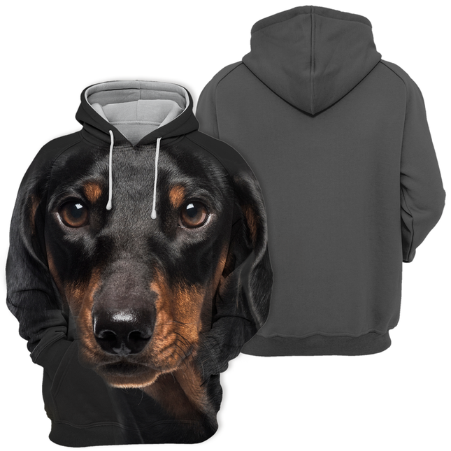 Zwarte Hoodie met Teckel Print | Unisex | Comfortabele Mix van Polyester en Katoen | Verkrijgbaar in Maten S-4XL | Zachte Aanraking en Kleurrijke Print