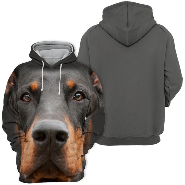 Unisex Zwarte Hoodie voor Hondenliefhebbers | Doberman Design | Zachte Stof | Hoge Resolutie Print | Verkrijgbaar in Maten S tot 4XL