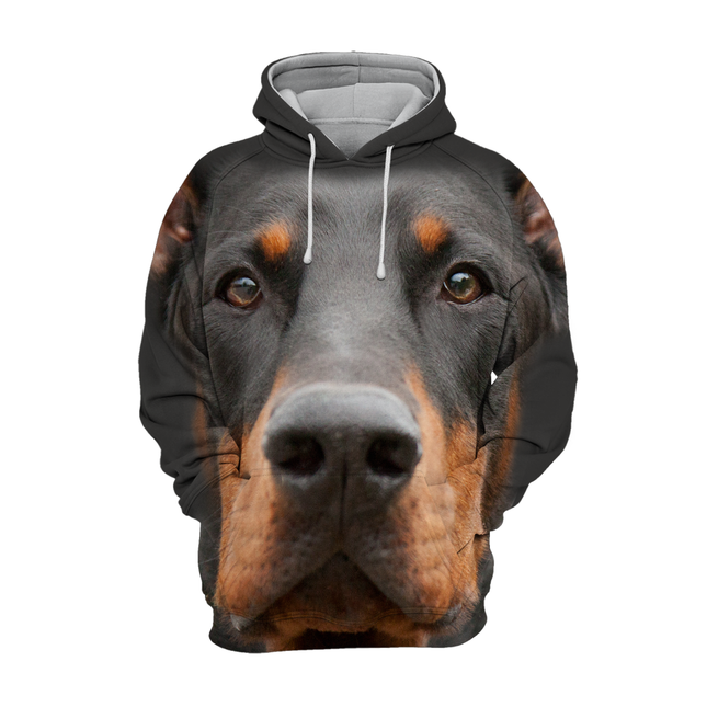 Unisex Zwarte Hoodie voor Hondenliefhebbers | Doberman Design | Zachte Stof | Hoge Resolutie Print | Verkrijgbaar in Maten S tot 4XL