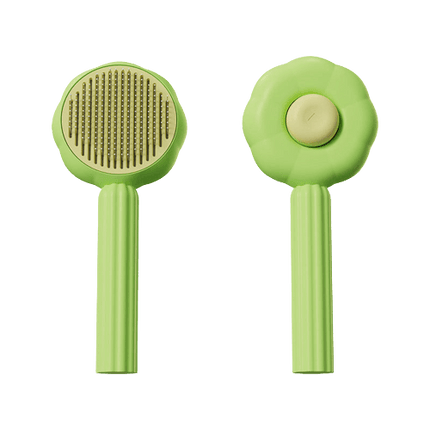 Zelfreinigende Kattenborstel | Veilig en Comfortabel Met Massagedeeltjes | Huisdier Kam Voor Diepe Vachtverzorging | Groen/Oranje | 20x8.5x4.5 cm | Lichtgewicht 120g