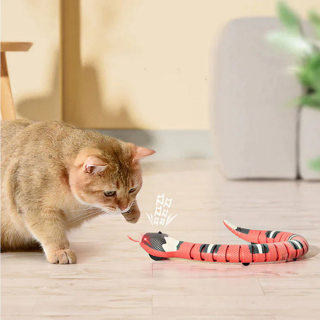 Interactief kattenspeeltje slang | Realistische bewegingen en geluiden | Bevordert jachtinstinct en activiteit | Batterij aangedreven | Duurzaam en veilig speelgoed voor katten