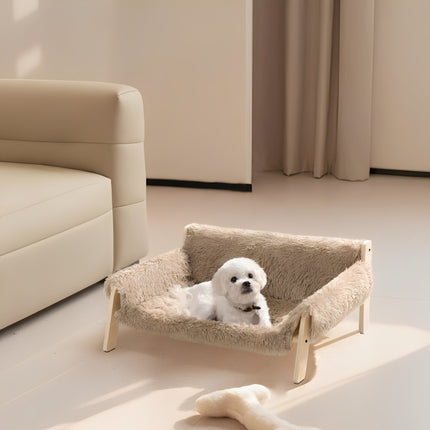 SnugLift | Podwyższone legowisko dla zwierząt, drewniane | Wygodnie składane nad ziemią | Trwałe meble dla zwierząt