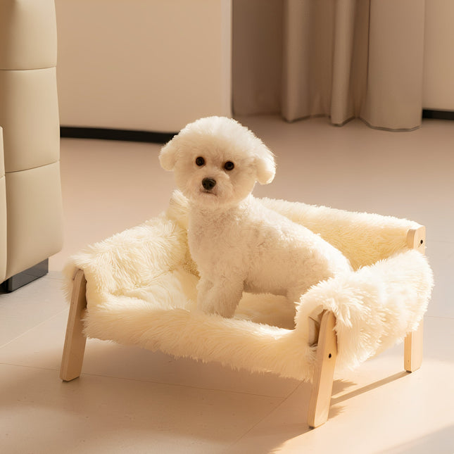 SnugLift | Elevated Pet Bed Wood | Comfortably Folded Above Ground | Durable Pet Furniture