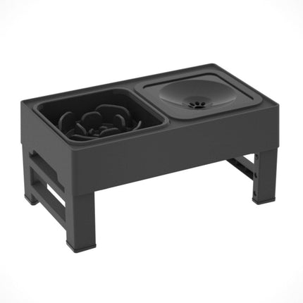 Regulowany podajnik karmy dla psów i kotów ze stali nierdzewnej | Wysokość 9-29 cm | Zabezpieczenie przed przewróceniem i składany | Czarno-szary | Łatwy w czyszczeniu | Idealny dla zwierząt | Nadaje się do automatycznego karmienia