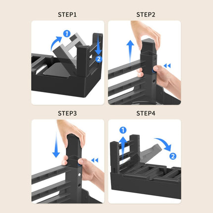 Regulowany podajnik karmy dla psów i kotów ze stali nierdzewnej | Wysokość 9-29 cm | Zabezpieczenie przed przewróceniem i składany | Czarno-szary | Łatwy w czyszczeniu | Idealny dla zwierząt | Nadaje się do automatycznego karmienia