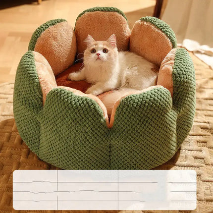 Bloemvormige kattenmand | Zachte pluche kattenbed | Warm en comfortabel bloemen design | Machinewasbaar | Knusse kattenmand voor kleine huisdieren